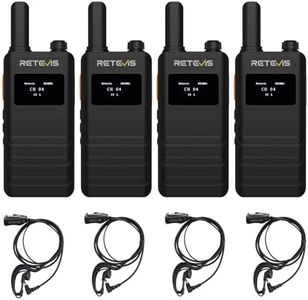 Retevis B63S Walkie Talkie, PMR Walkie-Talkie con Auricular, Nueva Versión de RT622P (3.0), Pantalla LCD, VOX, Recargable USB C de 1620 mAh Walkies Venta Minorista, Restaurante (4 Unidades, Negro)