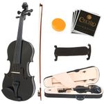 Mendini 4/4 MV-Black Solid Wood Violin with Hard Case, Shoulder Rest, Bow, Rosin and Extra Strings (Full Size)