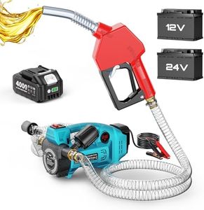 SEESII Diesel Transfer Pump 3-Power: 12V/24V/18V Battery Powered Fuel Transfer Pump with Auto-Stop & 4.0Ah Battery,12 GPM Cordless Diesel Pump for Diesel Kerosene, for Farm Truck Boat