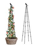 MYMULIKE Garden Obelisk, 120cm Garden Metal Trellis For Climbing Plants Outdoor, Plant Support Frame For Rose, Sweet Pea, Tomato, Fruit & Flower, Rose, Potted Plants