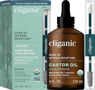 Cliganic Organic Castor Oil, 100% Pure (4oz with Eyelash Kit) - For Eyelashes, Eyebrows, Hair & Skin