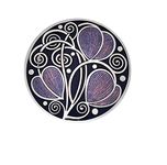 Brooch - Rennie Mackintosh Leaves & Coils Design - Purple & Silver