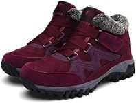 Rojeam Snow Boots for Men Women Winter Shoes Warm Ankle Boot Hiking Booties Outdoor Sneakers, Red, Size 6