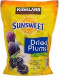 Kirkland Signature Whole Dried Plums - Fat Free High in Fibre Sunsweet Pitted Prunes Dried Fruit Snacks 1.59kg Pouch with Topline Card. Healthy Snacks for Breakfast Smoothies, Weight Watchers.