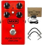 Dunlop M228 MXR Dyna Comp Deluxe Compressor Guitar Effect Pedal - Red with 9v AC Power Adapter and 2 R-Angle Patch Cable