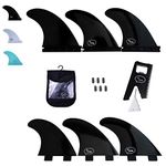 Ho Stevie! Fiberglass Reinforced Polymer Surfboard Fins - Thruster (3 Fins) Twin Tab or Single Tab Sizes, with Fin Bag, Screws, Wax Comb and Fin Key (Black, Twin Tab)