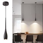 JULiN HOME Black Pendant Light for Kitchen Island, LED Dimmable Pendant Light fixtures, Small Modern Industrial Hanging Pendant Light for Over Sink, Bar, Dining Room, Bedside（1-Pack）