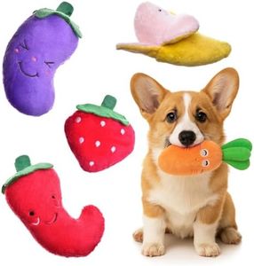 [Upgrade Version] Squeaky Plush Dog Toys - Small Breed Puppy Chew Toys - Chewing Toys for Dogs - Small Dog Plush Toys Set - Cute Dog Chew Toys - Vegetable Dog Toys - Fruit Squeaky Toys for Small Dogs