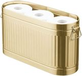 mDesign Large Steel Free Standing Toilet Paper Organizer, 6-Roll Tissue Storage Holder Container for Bathroom Floor, Fits Under Sink, Vanity, Shelf, In Cabinet, or Corner Oscar Collection - Soft Brass