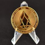 Craftbia® EOS Coin Made of Real Metal Gold Plated Crypto Coin with Plastic Display Stand