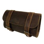 Hide & Drink, Thick Leather Motorcycle Handlebar Bag, 2 Straps, Tool Organizer, Motorbike Storage Pouch, Premium Saddle Bag for Bike Commuters, Handmade Includes 101 Year Warranty :: Bourbon Brown