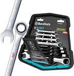 DURATECH 90-Tooth Ratcheting Wrench Set, Combination Wrench Set, 8-Piece, SAE, 5/16"-3/4", CR-V Steel, Organized in Wrench Rack