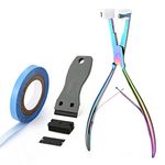 EHDIS Hair Extensions Tools Kit Tape in Hair Extensions Pliers Flat Surface Hair Sealing Pliers with Lace Front Wig Adhesive Tape Roll Plastic Adhesives Remover Scraper Tool (Type D)