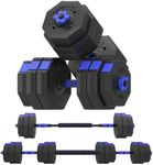 SogesPower Adjustable Dumbbells Set Dumbbell Weight Strength Training Dumbbells Pair 66lbs Home Gym,Black&Blue,SP40YZWD002-30BB-CA