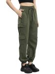 Q - RIOUS Women's Relaxed Fit Cargo Style Jogger Pants (Olive_36)