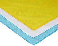 Amazon Basics Microfibre Cleaning Cloth, Pack of 12, Multi Color, Blue, Orange & White, 30.5 cm x 40.6 cm