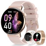 Smart Watch for Women Dial/Answer Call 1.32" Fitness Tracker with Pedometer Heart Rate Sleep Monitor DIY Dial 3 Bands Smartwatch for Android iOS Rose Gold