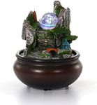 Dyna-Living Tabletop Water Fountain,Environmental Resin Meditation Fountain,Desktop Fountain,Indoor Waterfall Feature with Crystal Ball and Light for Home Office Decor Relaxation 6.3''X6.3''X7.9''