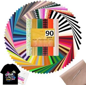 HTVRONT HTV Heat Transfer Vinyl Bundle, 90 Pack 12" x 10" Iron on Vinyl for t Shirts, 58 Assorted Colors HTV Vinyl with Teflon Sheet & Weeding Tools, Includes Glitter, Floral, Plaid, Neon, Geometric