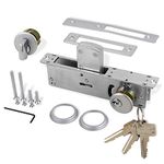 Storefront Door Mortise Lock Hook Deadbolt, Aluminum storefront Mortise Door Lock, Double Cylinder Hook Deadbolt Lock Set for Storefront Entry Doors (1-1/8" Backset)