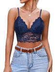 Avidlove Bralettes for Women Camisole Tops Lace Lingerie Bra V Neck Tank Top Basic Camisoles Navy Blue