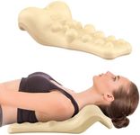 Fanlecy Neck and Shoulder Relaxer with Upper Back Massage Point, Cervical Traction Device Neck Stretcher for TMJ Pain Relief and Cervical Spine Alignment Chiropractic Pillow (L Beige)