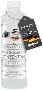 PURIVITA Ultraschallreiniger - sehr ergiebiges Konzentrat - reinigt Brillen, Schmuck, Zahnersatz, etc. - für Ultraschallgeräte & Ultraschallbad - Ultrasonic Cleaner - 500 ml