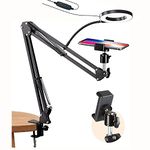 SRIKEKL Overhead Phone Camera Mount with Ring Light, Flexible Articulating Phone Arm Stand, Desk Tripod Holder Vlogging Kit Content Creator Equipment for Live Stream/iPhone Filming