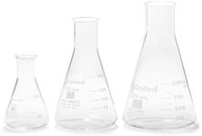 Glass Narrow Mouth Erlenmeyer Flask Set (FGSET3) - 3 Sizes - 50, 150 and 250ml, United Scientific