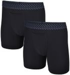 Tommy John Men’s Mid-Length Underwear 6”, Cotton Basics Boxers with Contour Pouch, Soft Breathable Stretch Fabric Mens Underwear for Daily Wear, 2 Pack (Black, Medium)