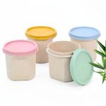 Eha Earth Friendly Storage Containers For Kitchen With Lid | Kitchen Containers Set of 4 | 350 ml | Made with Rice Husk | Microwave Safe & Fridge Storage Boxes | Storage Box For Kitchen | Multi-Light