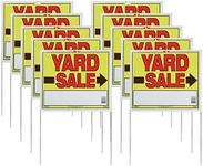 Sunburst Systems 3908 Double Sided Yard Sale Sign, Fully Assembled with Metal U-Stake, 22" x 14", 10 Pack, Yellow,Red,Black