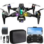 Trendi 4K Camera Drone – Foldable Quadcopter with Dual HD Cameras, Obstacle Avoidance, Brushless Motor, Altitude Hold, 360° Flip, Headless Mode, Gesture Control & Carrying Case | 2 Batteries (Black)