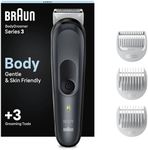 Braun Body Groomer 3, Manscaping Tool For Men With SkinShield Technology, Sensitive Comb, Wet & Dry, 100% Waterproof, UK 2 Pin Plug, BG3350, Black/Grey