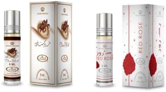 AL, Rehab Attar Fresh, Oil 6ml Each, With Easy Apply. (Choco Musk with Red Rose Musk)