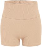 Floerns Girls Dance Shorts Breathable Rib Knit Sporty Running Biker Shorts Apricot 13-14Y