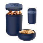 Bentgo Snack Cup - Reusable Snack Container with Leak-Proof Design, Toppings Compartment, and Dual-Sealing Lid, Portable & Lightweight for Work, Travel, Gym - Dishwasher Safe (Navy)