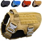 Tactical Dog Harness with Metal Buckle; Military Style Tactical Dog Vest Harnesses; Heavy Duty Harness for Medium Dogs with All Metal Components. Tan Medium (M)