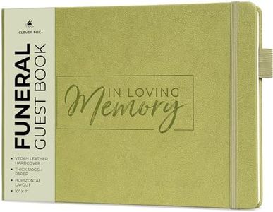 Clever Fox Funeral Guest Book for Memorial Services – in Loving Memory Guest Sign in Book for Funeral Service, Hardcover 10x7” (Olive)