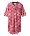 Mens Adaptive Hospital Patient Nightgowns Open Back Cotton - Red Tartan LGE