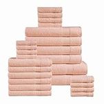 24 piece Towels For Bathroom - 100% Cotton Zero Twist, Oversized Bath Towels, Quick dry Spa Towels, 2 Extra Large Bath Sheet, 4 Bath Towel, 6 Hand Towel, 8 Wash Cloths,4 Fingertip Towels - Pearl Blush