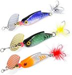 Booms Fishing SP2 Spinnerbait Fishing Lures, 3pcs Multi-Color Blade Spinner Baits, Zinc Alloy Freswater Hard Baits for Bass …