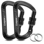 Lorsum Locking Carabiner Clip, 12KN (1227KG) Heavy Duty Caribeana, Excellent for Camping Hiking Outdoor Gym Hammocks Dog Leash & Harness etc, Small carabiner clips with Keying, 2Pack Black…