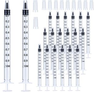 20 Pack 1ml Syringe with Cap, Individually Sealed 1cc Syringe with Luer Slip Tip Without Needle for Refilling, Feed Pets, Oral, Oil or Glue Applicator(White）