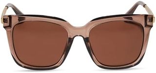 DIFF Hailey Oversized Square Sunglasses for Women UV400 Protection, Milky Tan + Brown