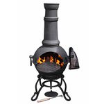 Gardeco Toledo Cast Iron Chimney, Black, 41.5 x 41.5 x 115 cm