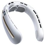 SWEETFULL Neck Fan, 3 Turbo Portable Fans with Neck Support, 4 Speed & LED Display, 5200mAh Rechargeable Personal Fan, Hand-Free Wearable Bladeless Cooler, Gift for Travel Birthday, Men, Women (White)