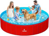 Sloosh Foldable Dog Pool - Portable Hard Plastic Doggie Swimming Pool, Anti-Slip Collapsible Pets Bath Tub Suitable for Indoor Outdoor Backyard Use (Red, 71" x 12")
