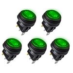 5PCS Round Rocker Toggle Switch, Linkstyle 12V 20A Rocker Switch On-Off Control Waterproof Button Rocker Toggle Switch 3Pin SPDT Marine Rocker Switch with LED for Car Boat Marine Truck Auto UTV(Green)