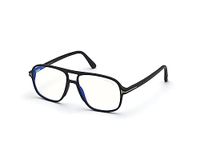 Tom Ford | UV Protected + Blue Blocked Filter Frames for Men | Aviator Shaped - Full-rim Black Frame | Lens Colour: Transparent | Medium | FT5737-B 56 002